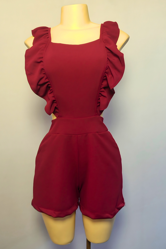 Enterizo Vino con Espalda Abierta y Lazo Ajustable – Tela Scuba